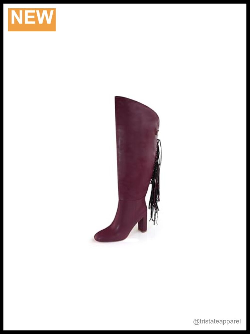 Women's Fringe Knee High Boots Round Toe Chunky Block Heel Pull On